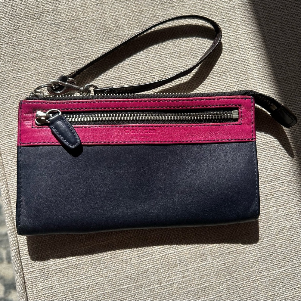 Coach Legacy Pink & Navy Wristlet